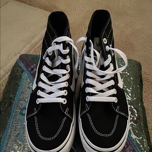 Vans Black Sk8-Hi Tapered Platform Shoe- with some scruff marks